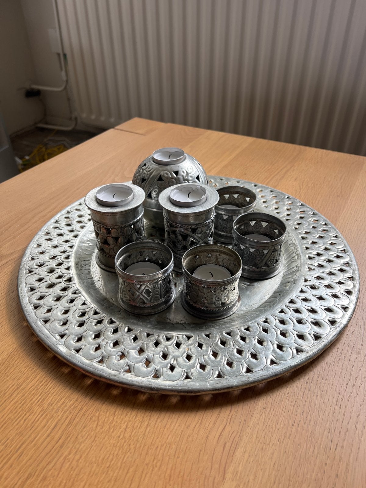 Decoratieve theelichthouders set op dienblad, Ophalen of Verzenden