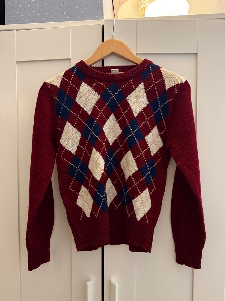 Bordeaux geruite trui - Maat M, Ophalen of Verzenden, Gedragen, Maat 38/40 (M), Rood