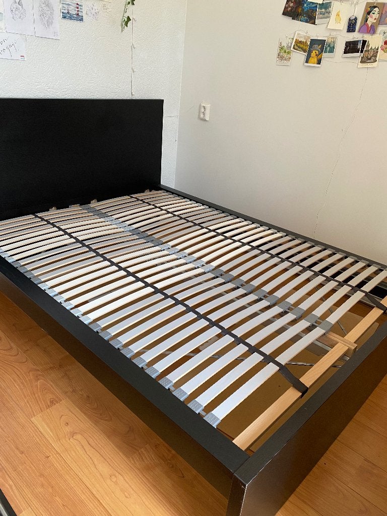 IKEA 140x200 malm bed, Huis en Inrichting, Ophalen, Gebruikt, Zwart, Tweepersoons