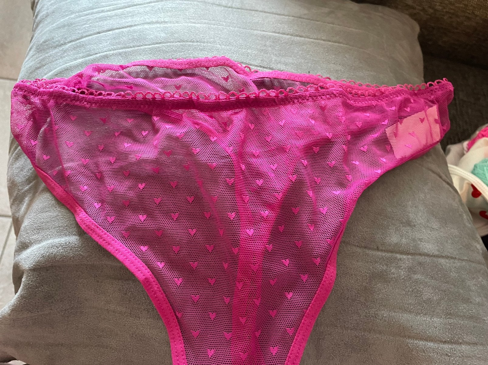 String hartjes mt M, Verzenden, Roze, String