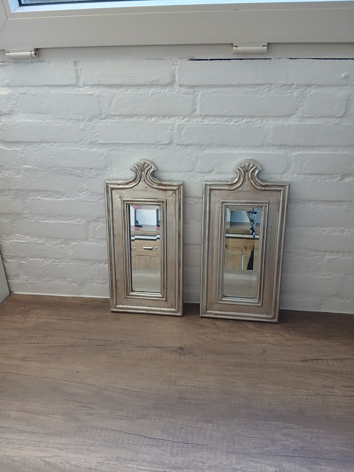 Set van 2 decoratieve spiegels, 43x20 cm, Huis en Inrichting, Ophalen of Verzenden, Zo goed als nieuw, Minder dan 50 cm, Minder dan 100 cm