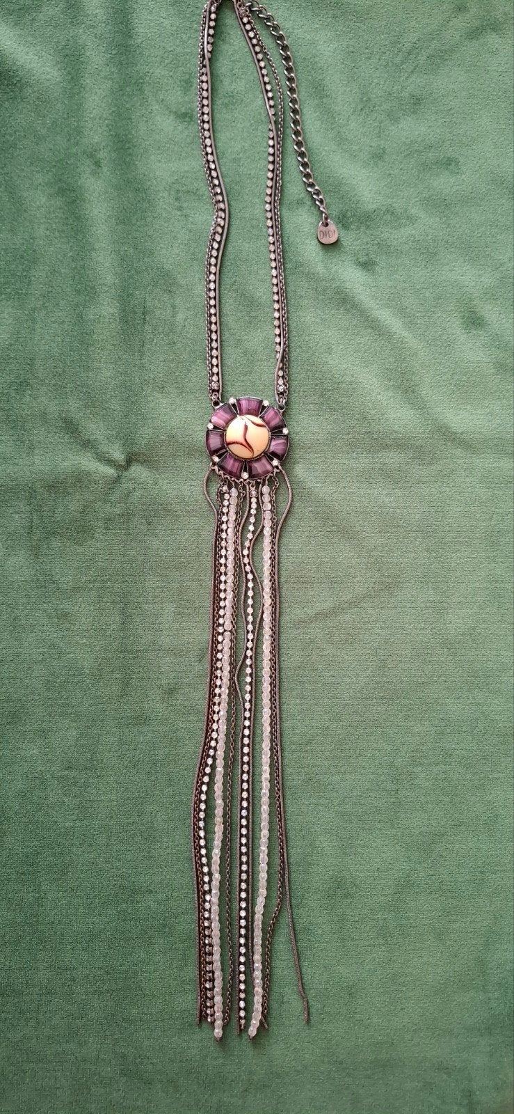 DIDI ketting met hanger en strass, paars/zilver, Sieraden, Tassen en Uiterlijk, Overige materialen, Met strass, Paars, Ophalen of Verzenden