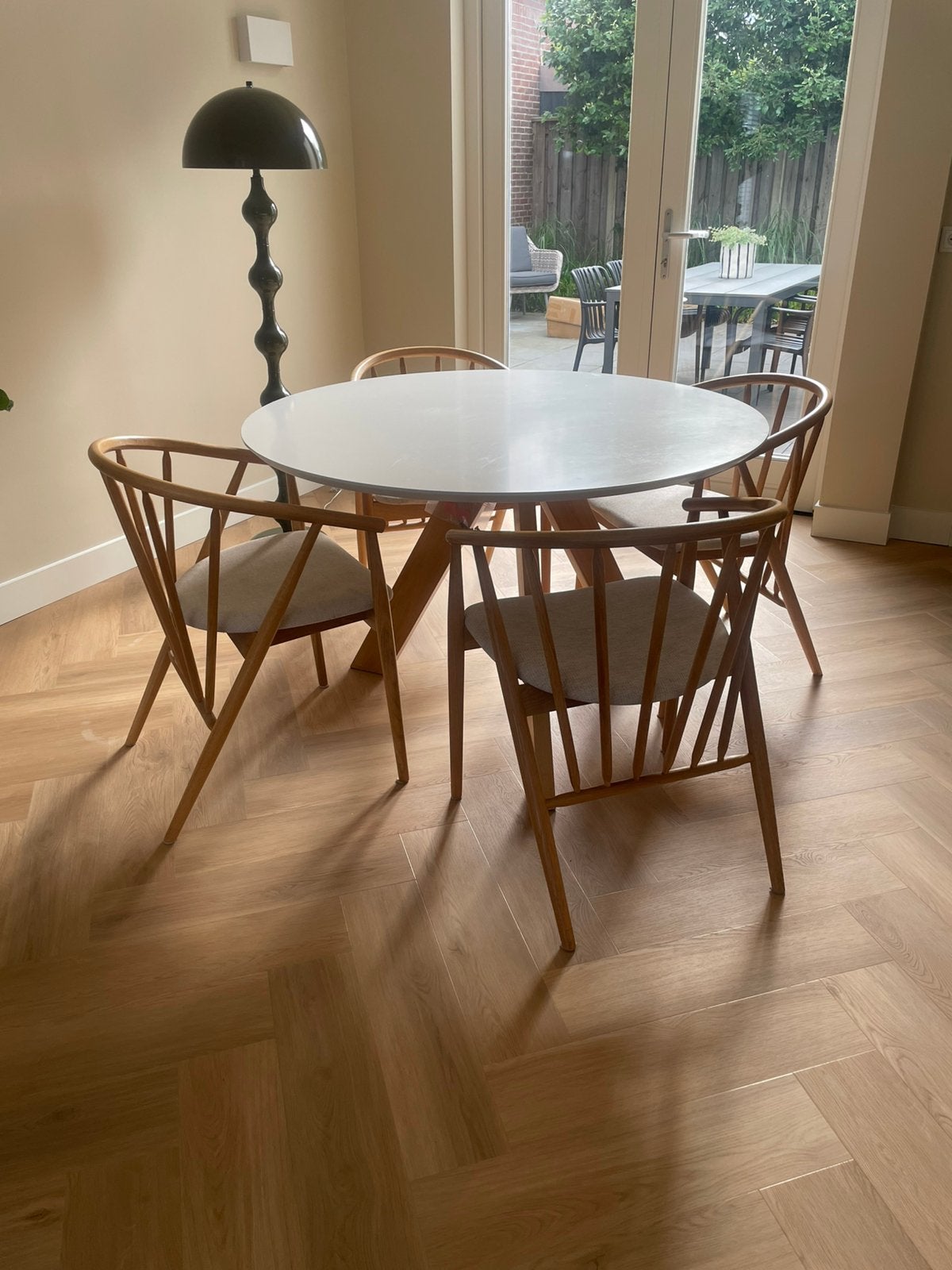 Eettafelset met Eetkamerstoelen LYKSBORG, Ophalen, Zo goed als nieuw, 4 tot 6 stoelen