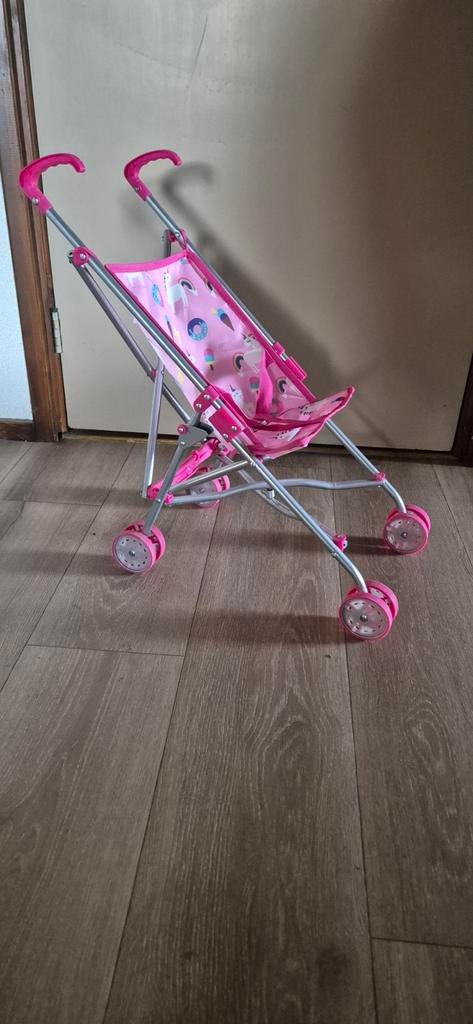 Roze poppenbuggy met eenhoorns, Kinderen en Baby's, Speelgoed | Overig, Ophalen, Meisje