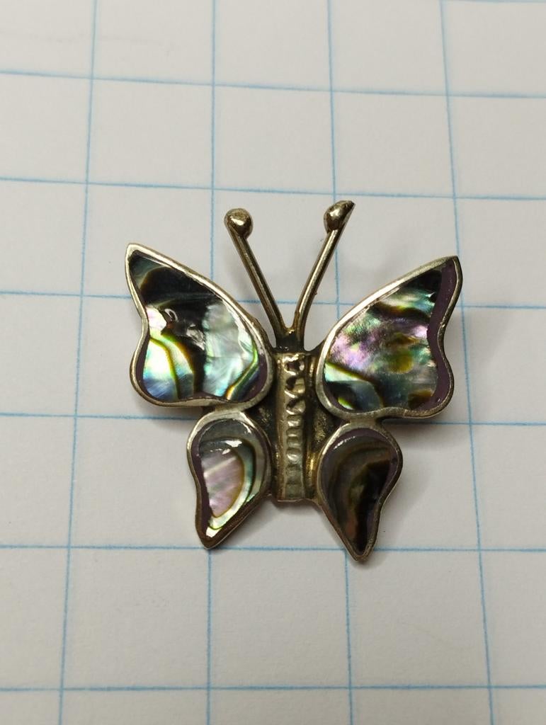 Prachtige vintage Mexicaanse alpaca vlinderbroche, Sieraden, Tassen en Uiterlijk, Broches, Overige materialen, Minder dan 4 cm