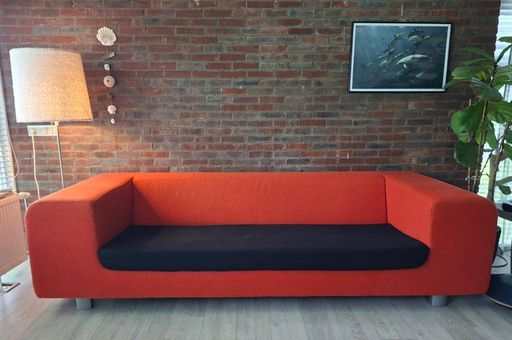 Retro vintage oranje bank, Ophalen, 75 tot 100 cm, Tweepersoons