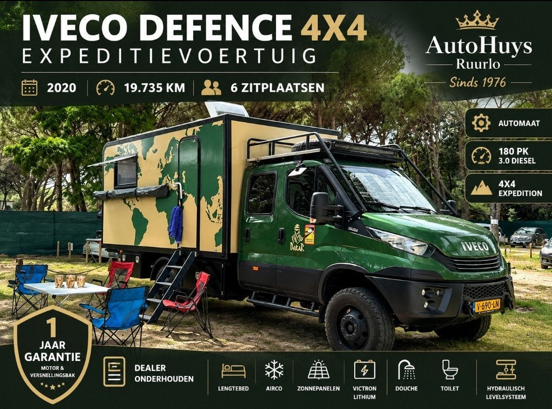 Iveco DEFENCE4x4 Expeditiecamper | 2020 | 19.735 km 180PK, Caravans en Kamperen, Ringverwarming, Info@autohuysruurlo.nl, Tot en met 2