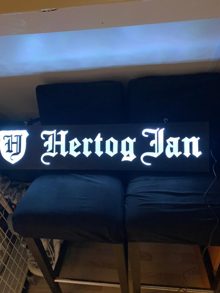 Hertog jan verlichting, Verzamelen, Biermerken, Ophalen of Verzenden, Zo goed als nieuw, Reclamebord, Plaat of Schild, Hertog Jan