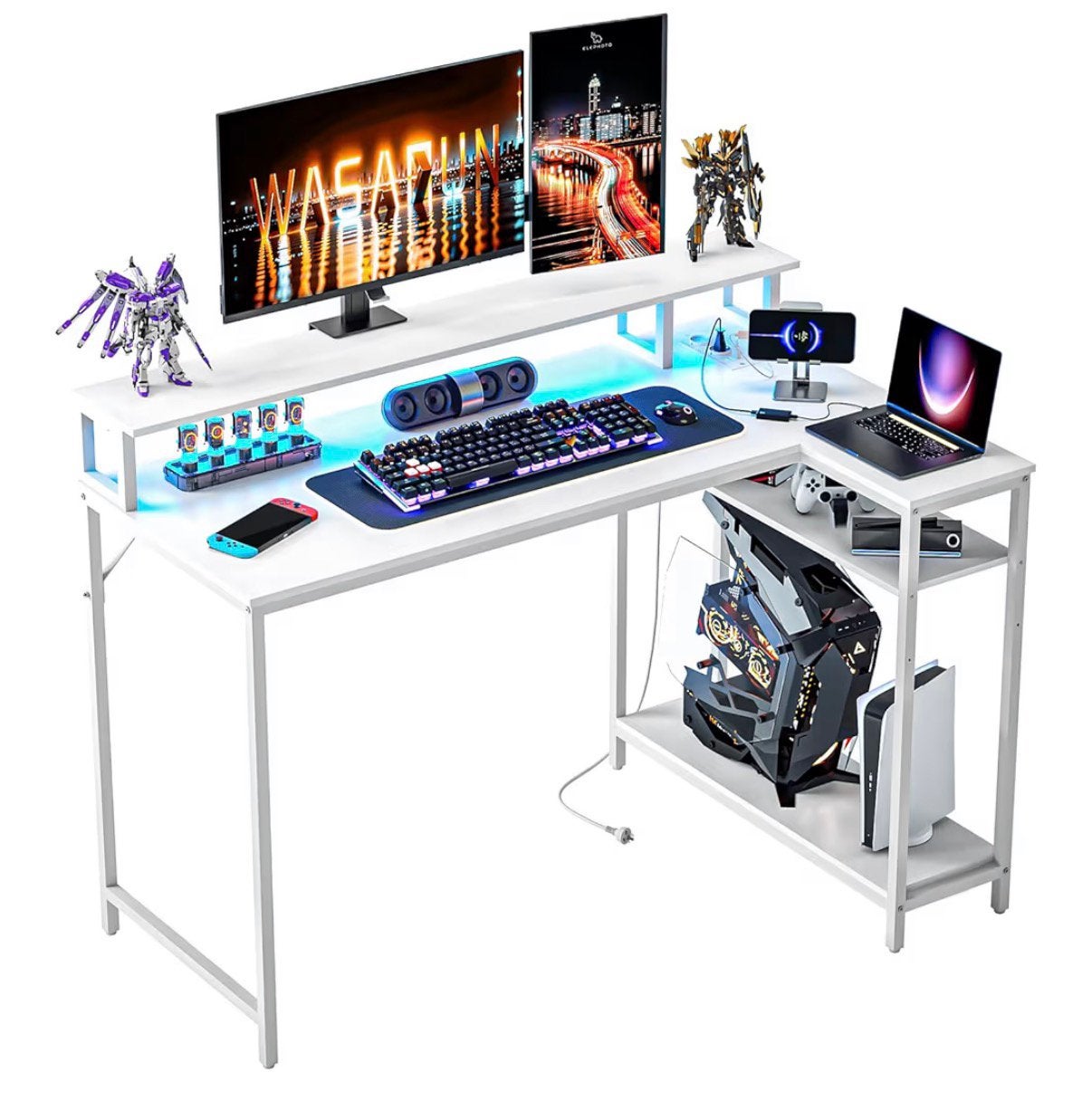Gametafel/bureau, Ophalen, Opbergruimte, Spaanplaat of MDF, Hoekbureau