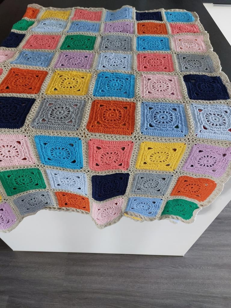 Granny square deken 150/130 cm., Ophalen of Verzenden, Nieuw, Haken, Wol of Garen