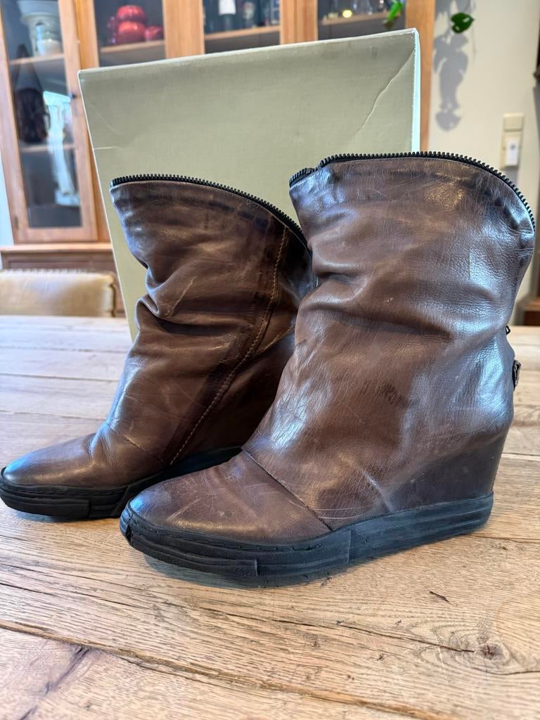 Airstep 98 / A.S. 98 enkellaarsjes met sleehak, bruin, Ophalen, Gedragen, Bruin, Lage of Enkellaarzen