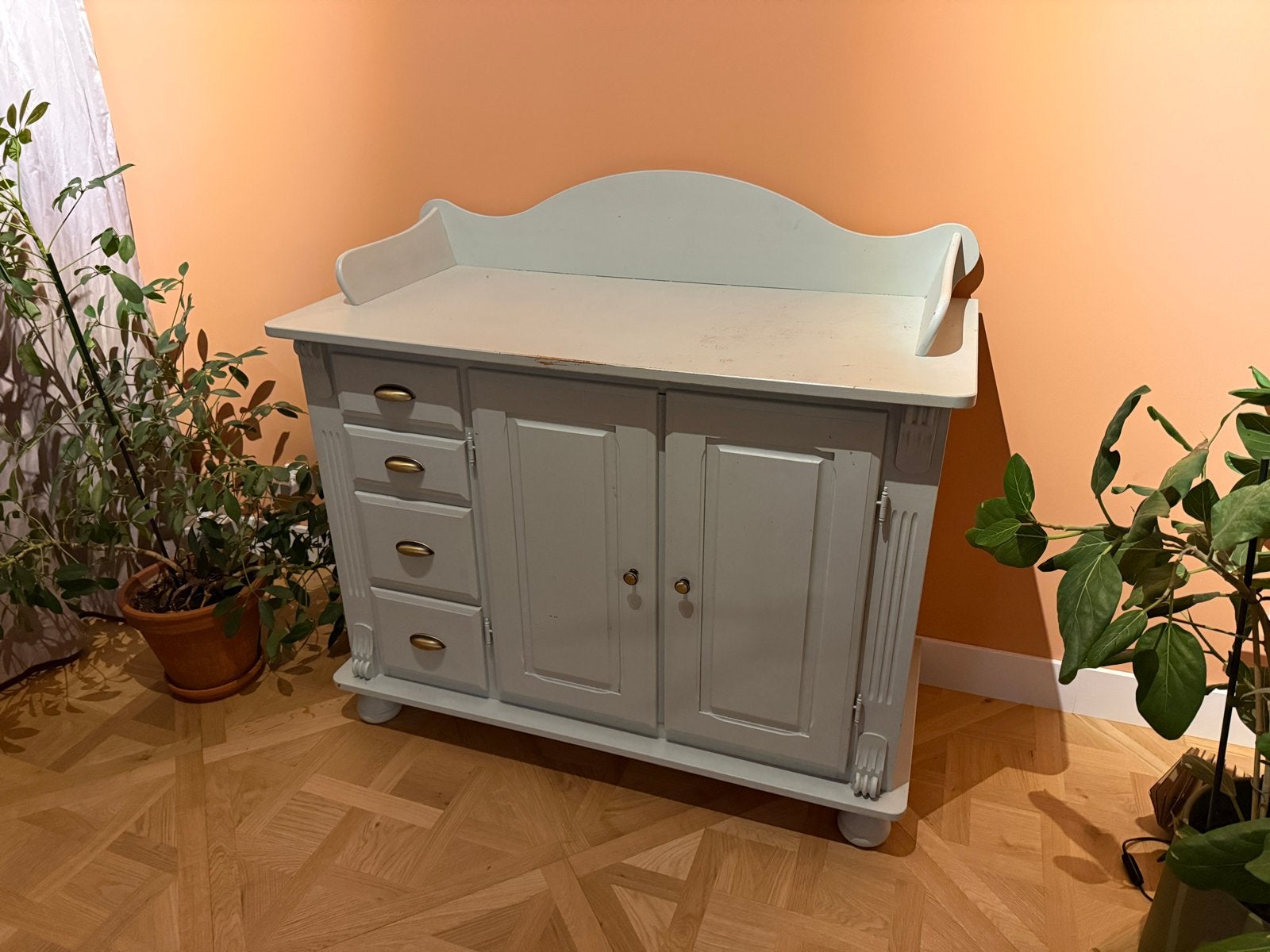 Mintgroene commode / kastje - opknapper, Gebruikt, 3 of 4 laden, Minder dan 100 cm, 25 tot 50 cm