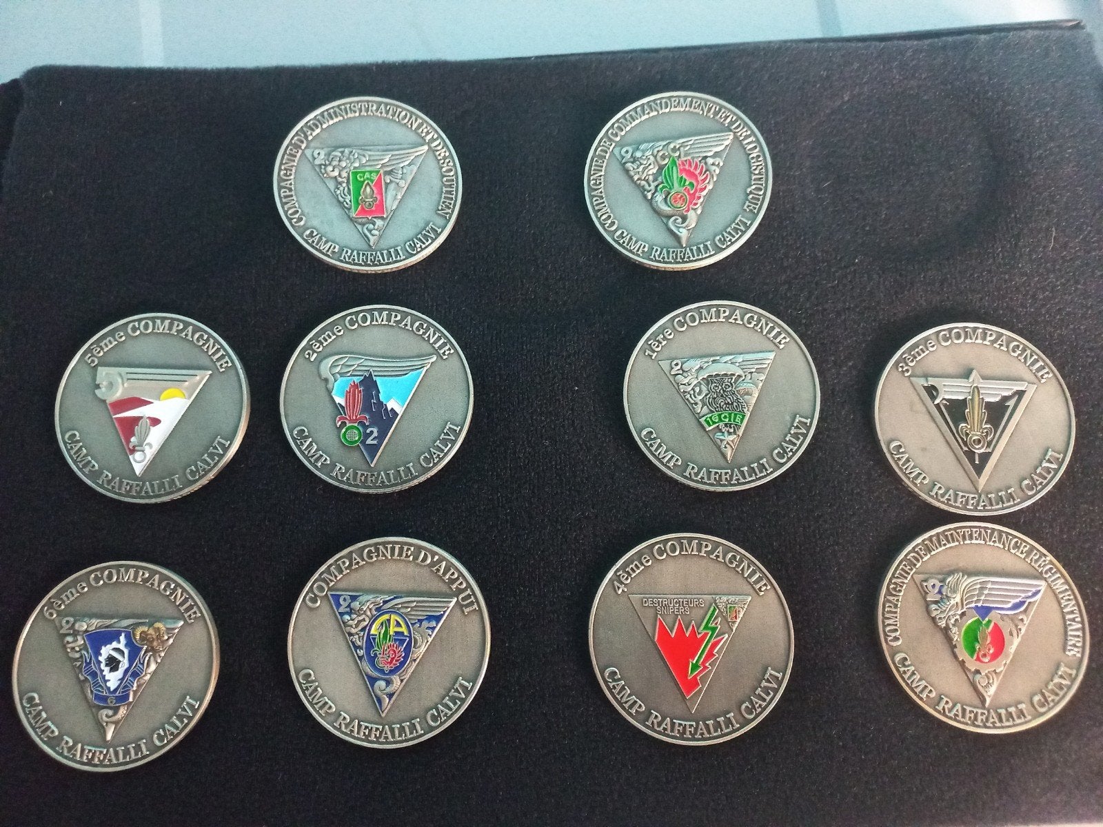 VREEMDELINGENLEGIOEN Complete set zeldzame COINS 5cm, Ophalen of Verzenden, Landmacht, Embleem of Badge