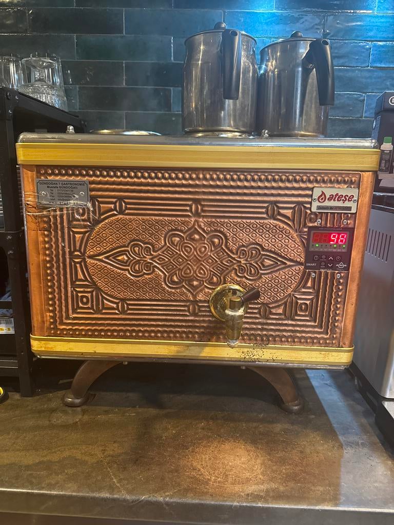 Atese Turkse theeketel - Koperen Samovar Stijl, Gebruikt, Metaal, Ophalen, Theepot/fluitketel