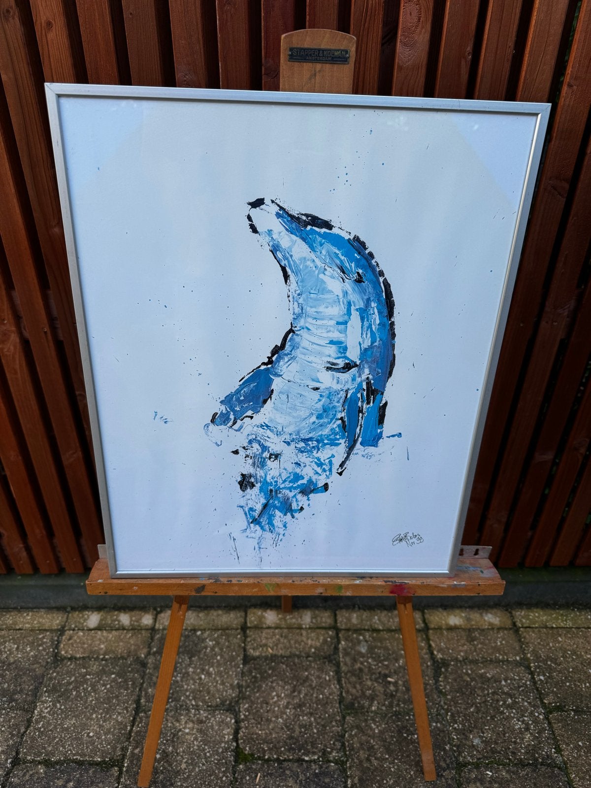 Abstract Blauw Kunstwerk - Gesigneerd, Ophalen