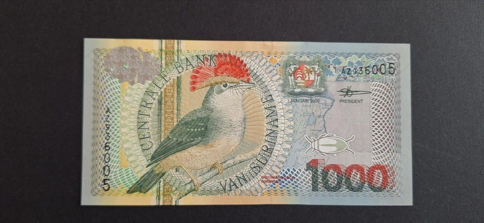 Suriname 1000 gulden 2000 UNC, Postzegels en Munten, Bankbiljetten | Amerika, Ophalen of Verzenden, Zuid-Amerika