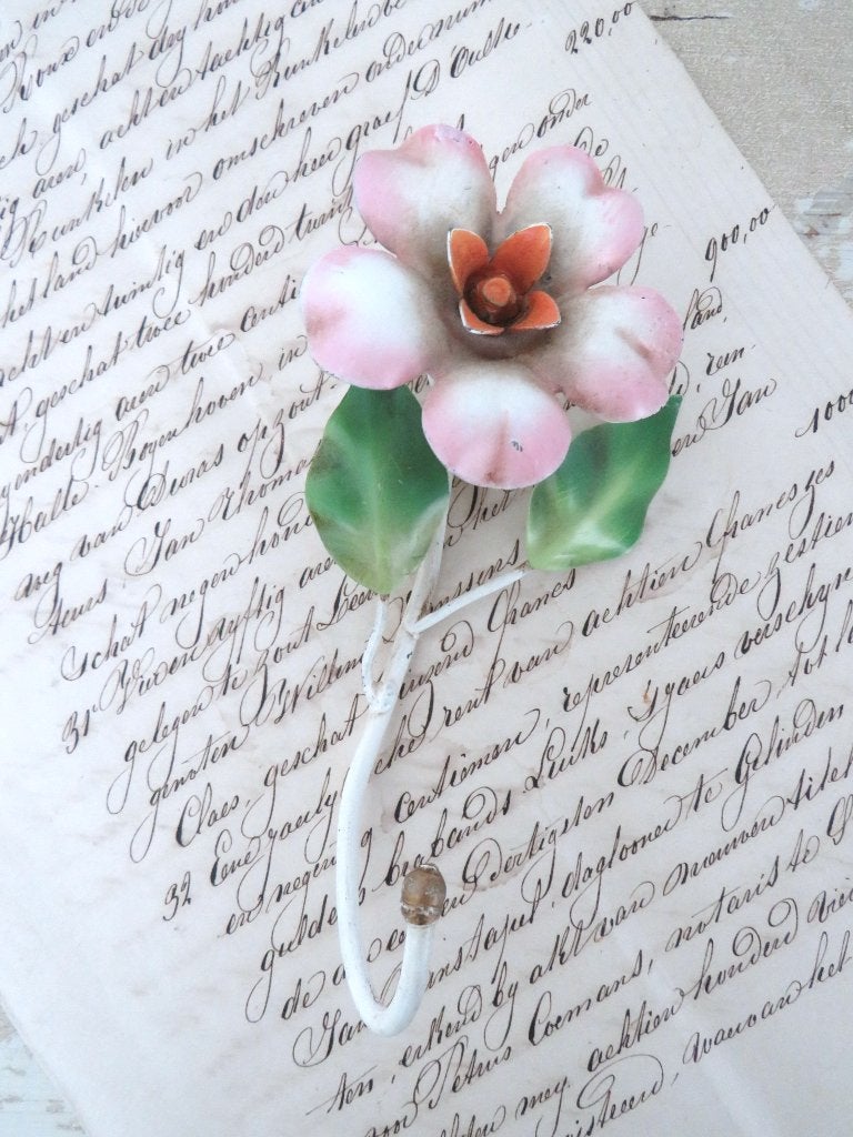 Franse vintage wandhaak “Bloem”, Ophalen of Verzenden