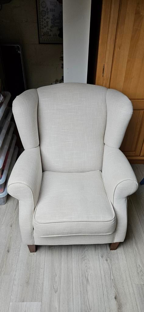 Fauteuil beige, Huis en Inrichting, Fauteuils, Zo goed als nieuw, Stof, 50 tot 75 cm, 75 tot 100 cm, Ophalen