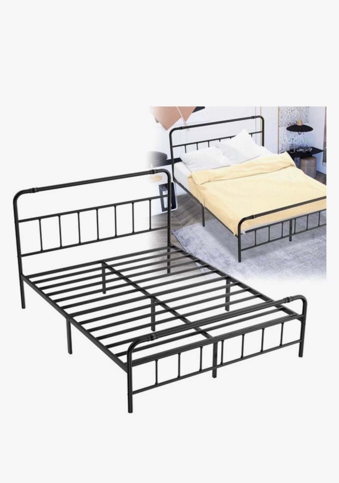 Nieuwe Afun bedframe van 160x200cm, Zwart, Tweepersoons, Ophalen of Verzenden, Zo goed als nieuw