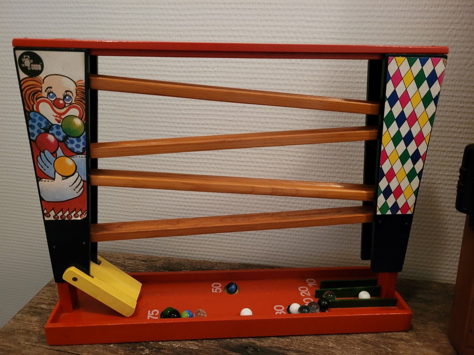 Leuke vintage houten knikkerbaan, Kinderen en Baby's, Speelgoed | Houten speelgoed, Ophalen of Verzenden, Gebruikt