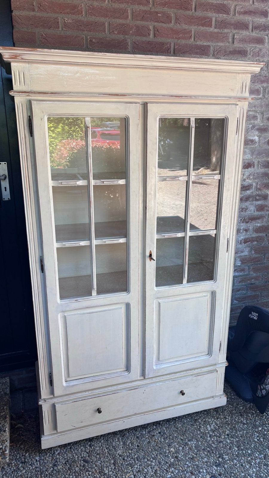 buffetkast met glazen deuren en lade, Ophalen, Gebruikt, 50 tot 100 cm, Met lade(s)