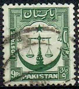 Pakistan 1949 Nationaal embleem Weegschaal Halve maan + ster, Verzenden, Gestempeld, Overige thema's