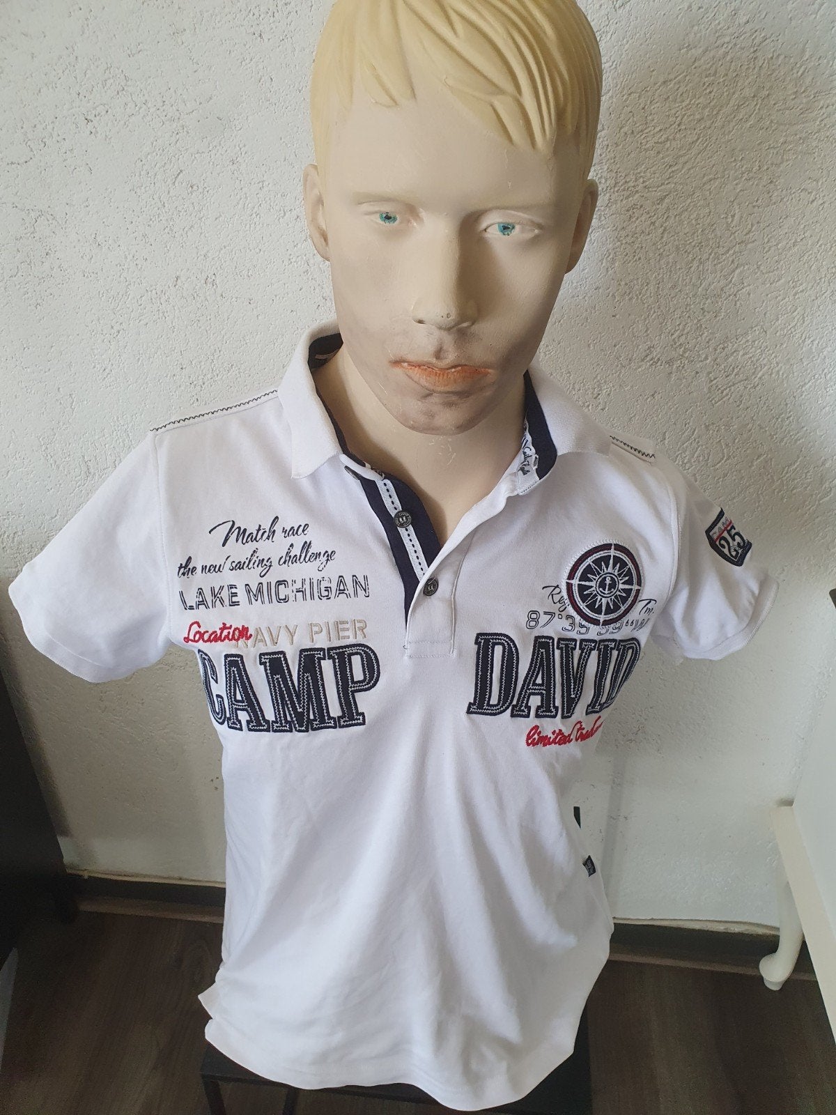 Camp David Polo, Maat 48/50 (M), Wit, Ophalen of Verzenden, Gedragen