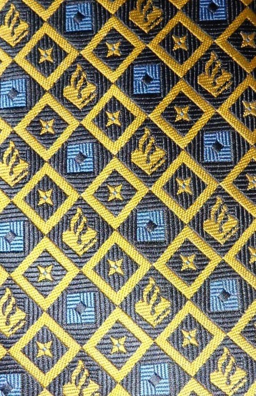 KLPD stropdas blauw en geel geblokt Politie, Ophalen of Verzenden, Nieuw, Blauw