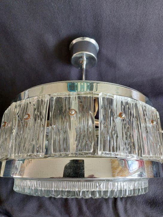 Vintage Doria design lamp met frozen glas structuur, Ophalen, Minder dan 50 cm, Gebruikt, Vintage, Retro, Mid-century