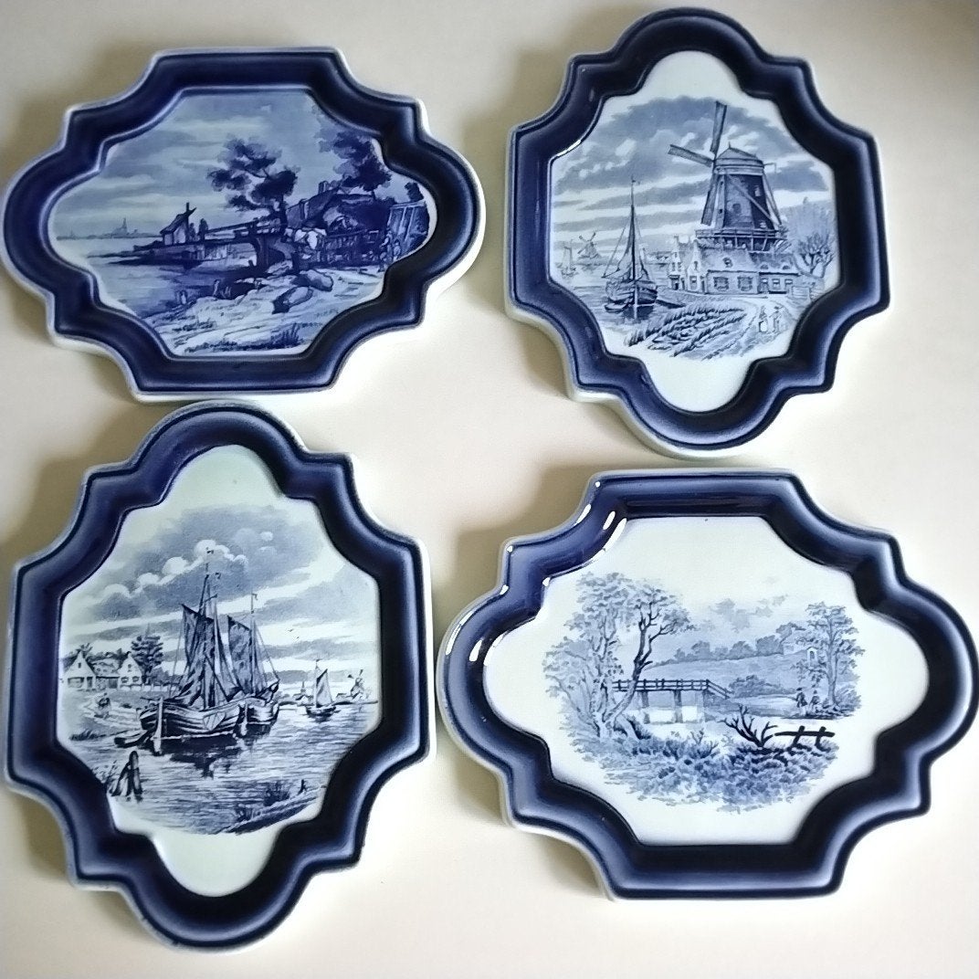 4 x boch Belgium wand plaquette ( wand sier tegel) wandbord, Ophalen of Verzenden