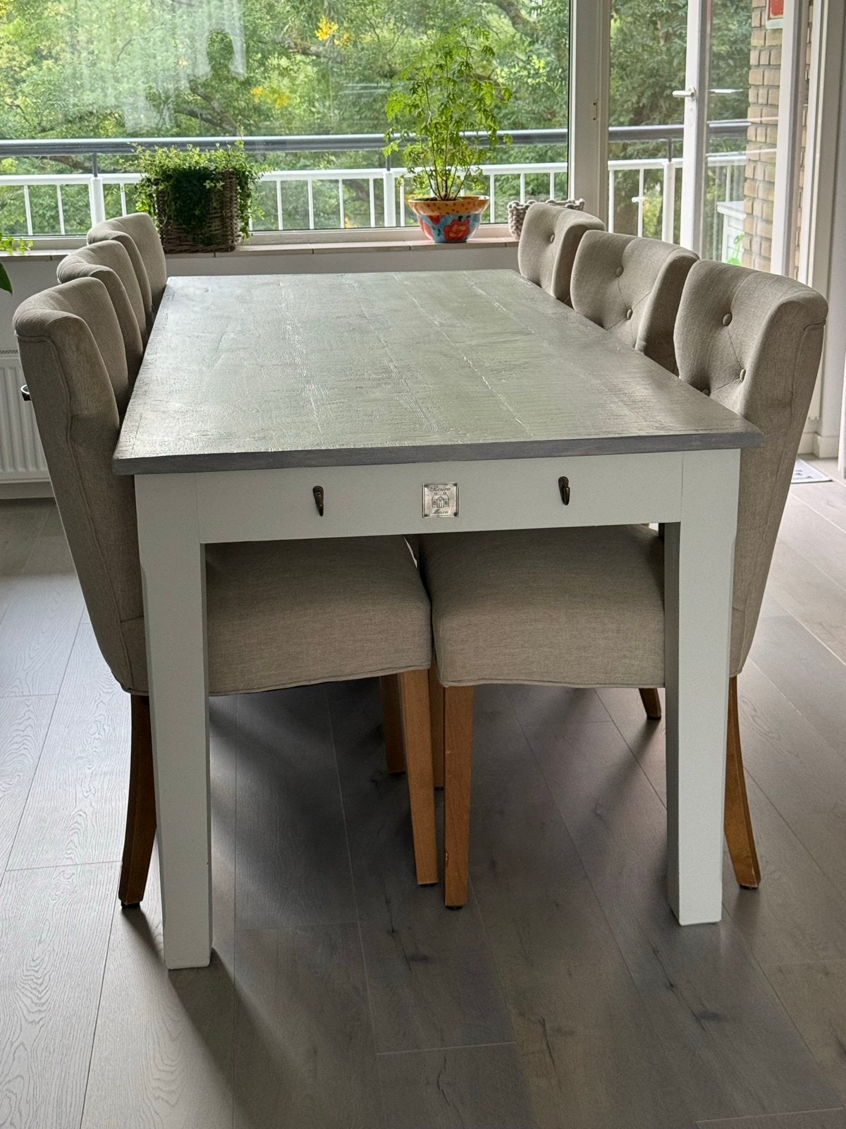 Riviera Maison eettafel met 6 stoelen, Huis en Inrichting, Tafels | Eettafels, Ophalen, Gebruikt, 50 tot 100 cm, Vijf personen of meer