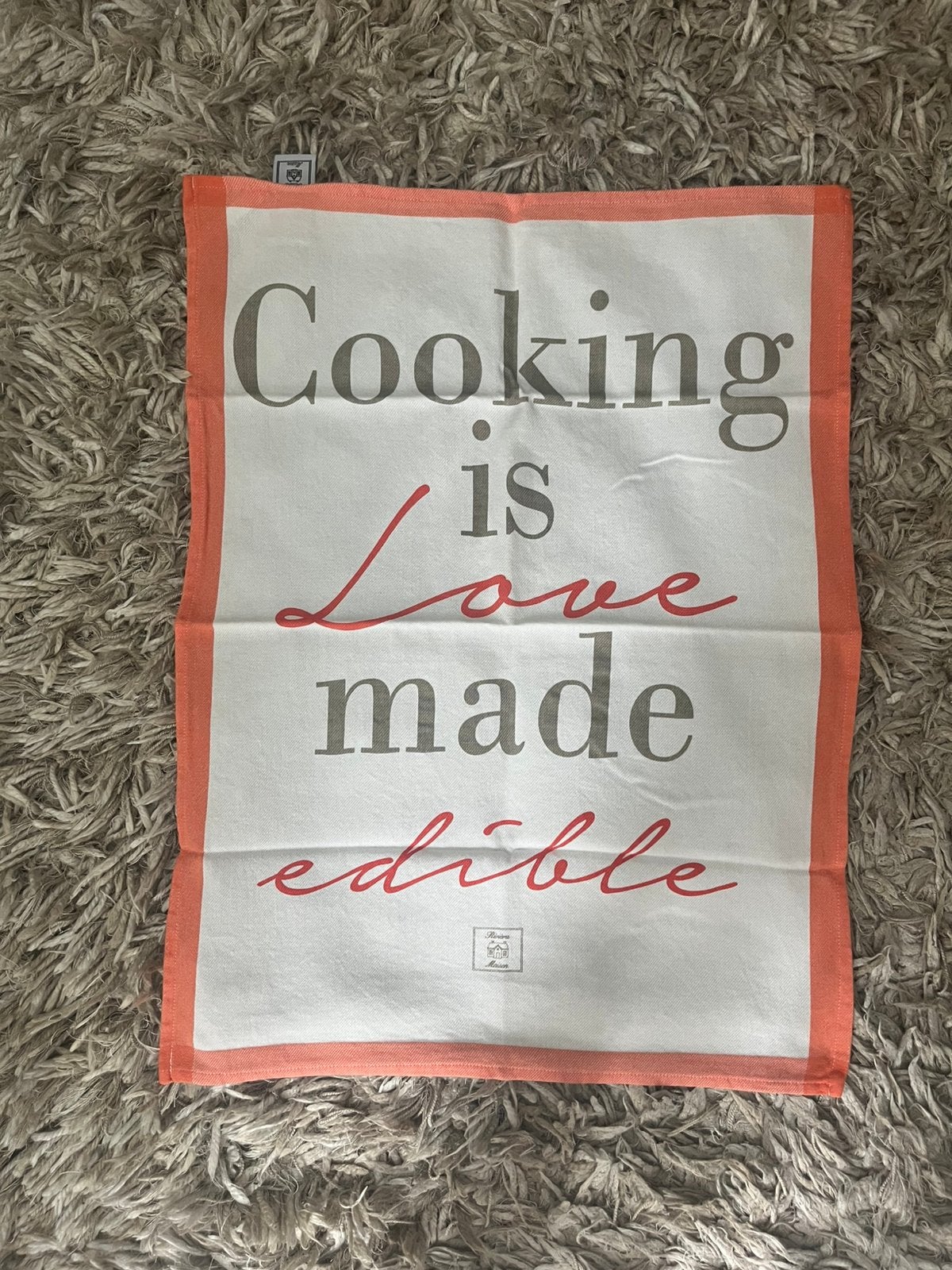 Te koop: Rivièra Maison theedoek, Cooking, love, Huis en Inrichting, Keuken | Textiel, Katoen, Wit, Nieuw, Riviera Maison
