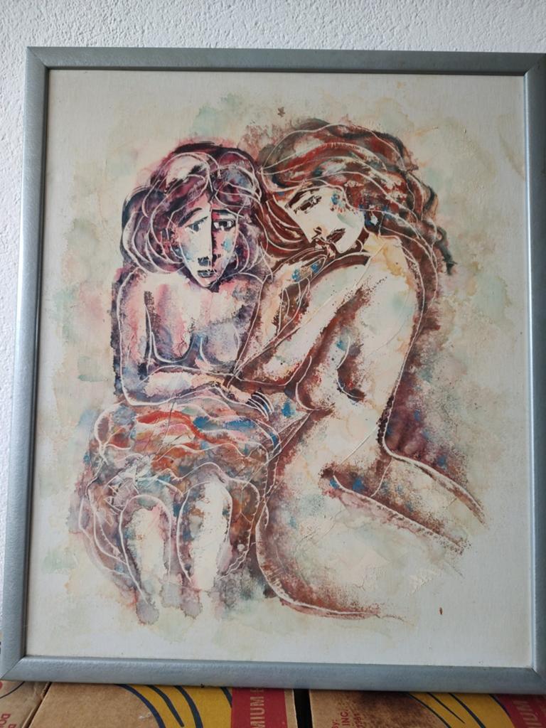 Schilderij van Calvin Burnett - Twee Vrouwen, Ophalen