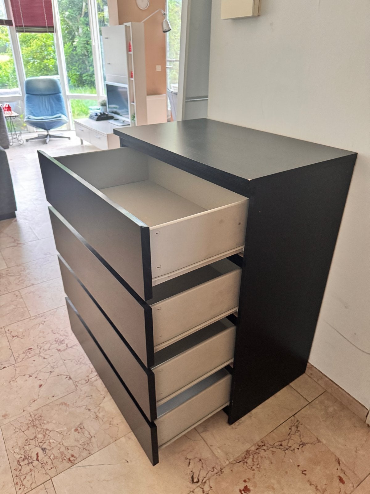 Zwarte ladekast met 4 lades - 100x80x48 cm, Ophalen, Gebruikt, 100 tot 150 cm, 50 tot 100 cm
