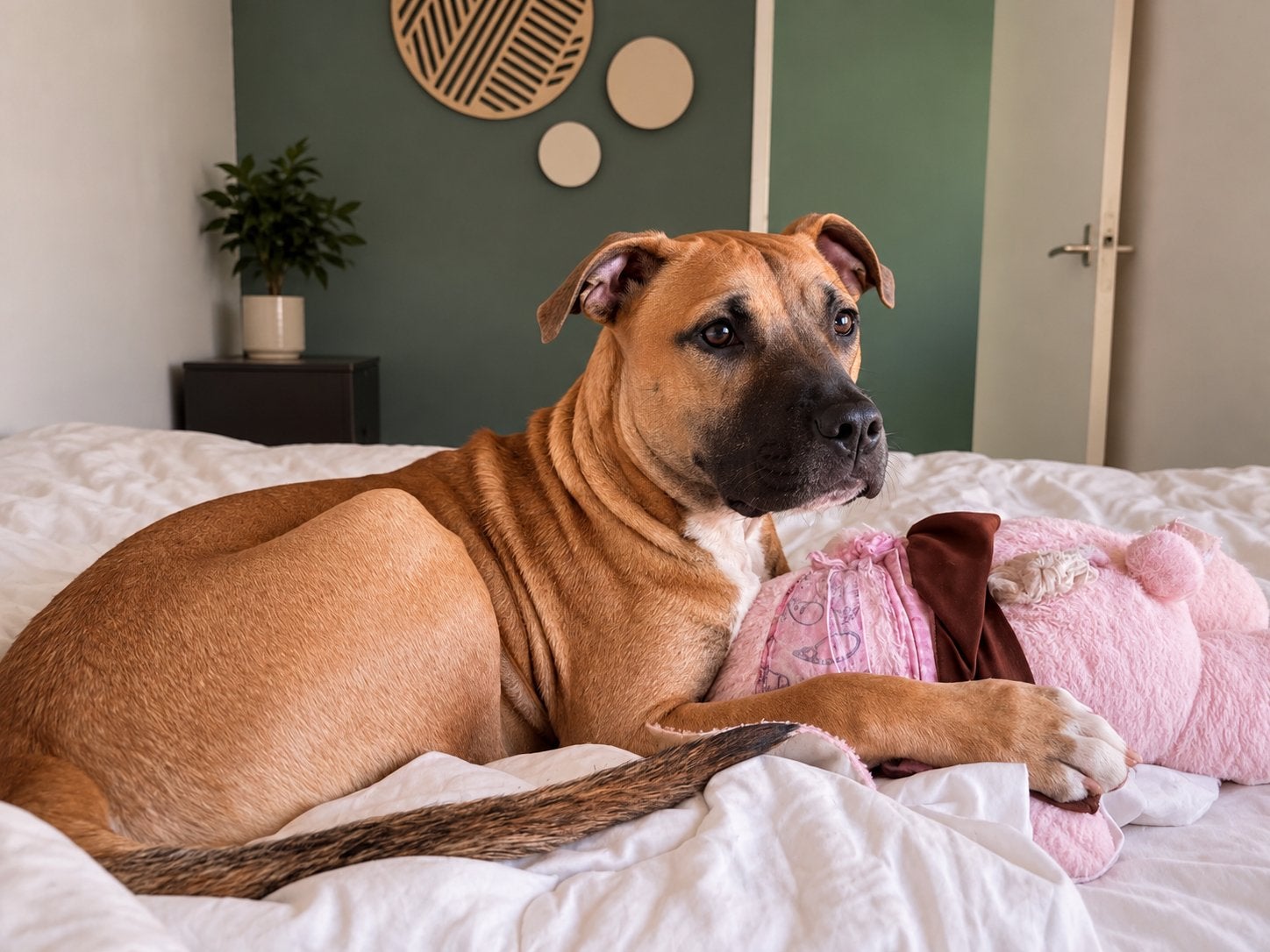 Lieve stafford herder bully mix zoekt gouden mand, Dieren en Toebehoren, 15 weken tot 1 jaar, Reu, Bulldog, Eén hond