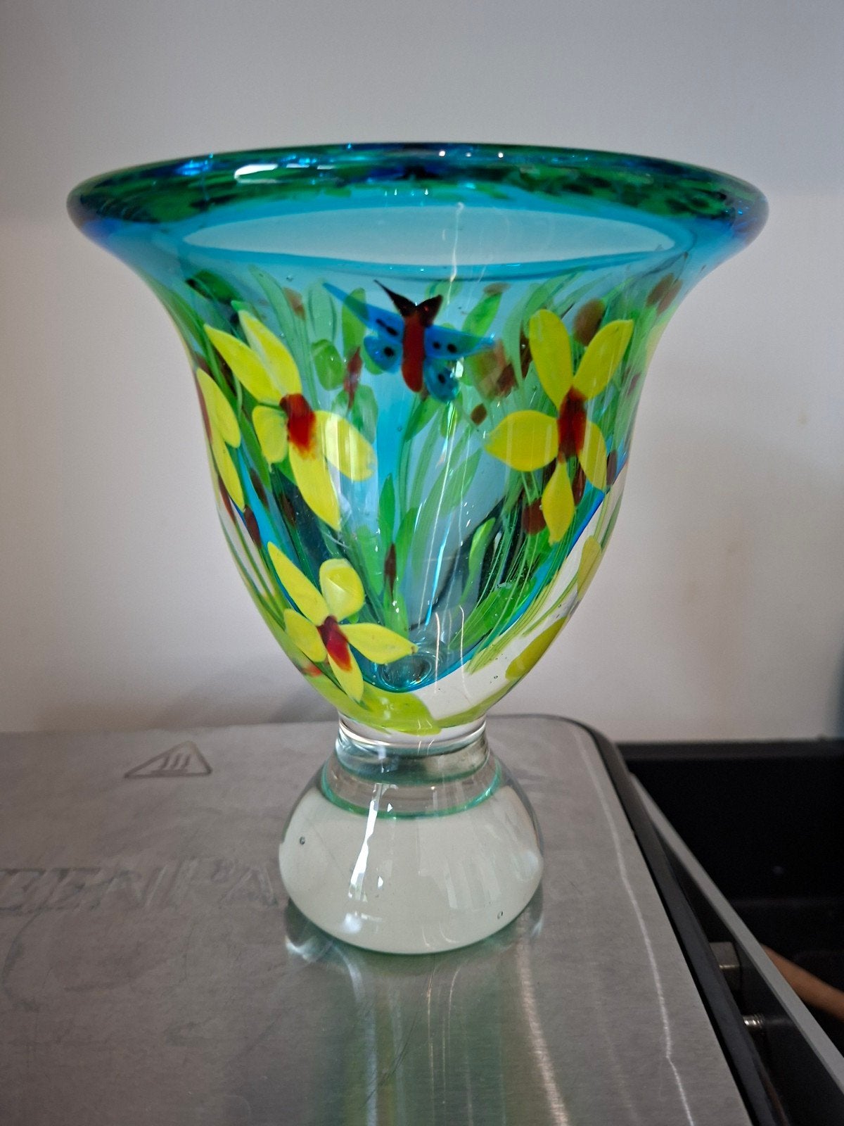Zweedse vintage glaskunst vaas van Berit Johansson., Antiek en Kunst, Ophalen of Verzenden