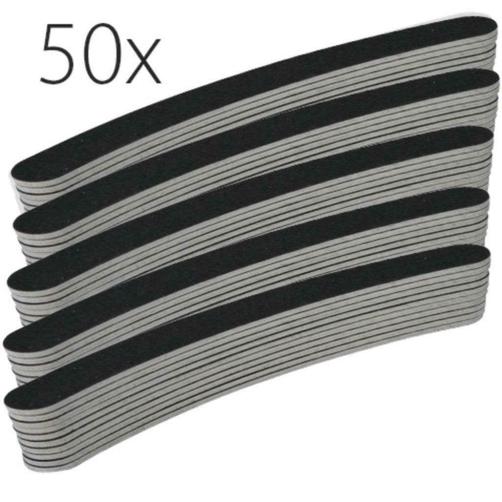50x goedkope nagelvijlen #100/180, krom, boemerang, zwart, Zwart, Nieuw, Ophalen of Verzenden, Handen en Nagels
