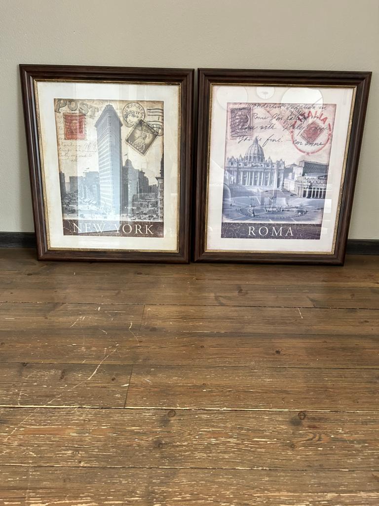Mooie schilderijen New York en Rome, Ophalen, Zo goed als nieuw, Minder dan 50 cm, Schilderij