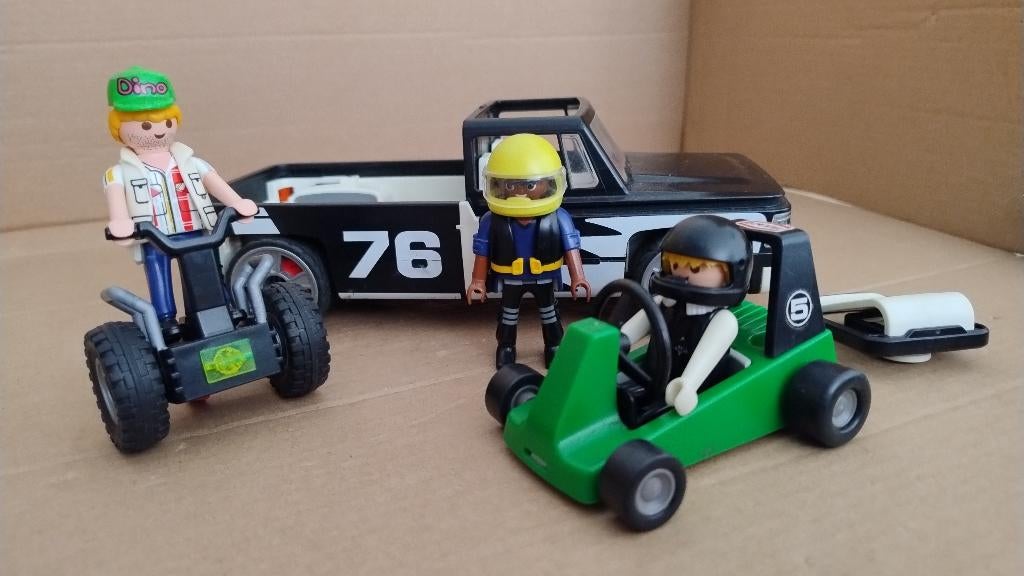 Playmobil set Straatracers, 3 poppetjes 2 auto's accessoires, Ophalen of Verzenden, Gebruikt, Los playmobil