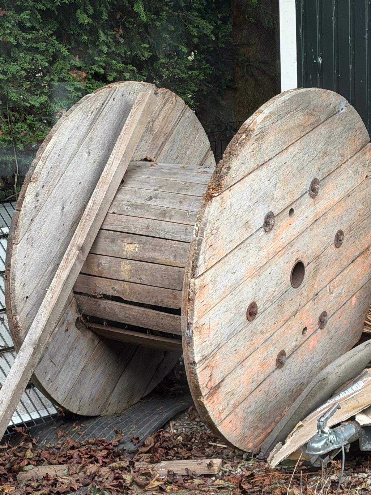 Gratis houten kabel haspel groot, Ophalen, Gebruikt