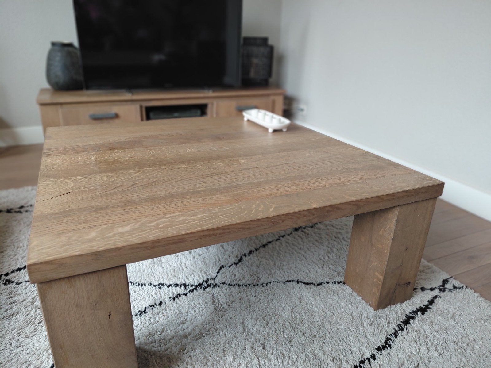 massief eiken salontafel vierkant, Ophalen