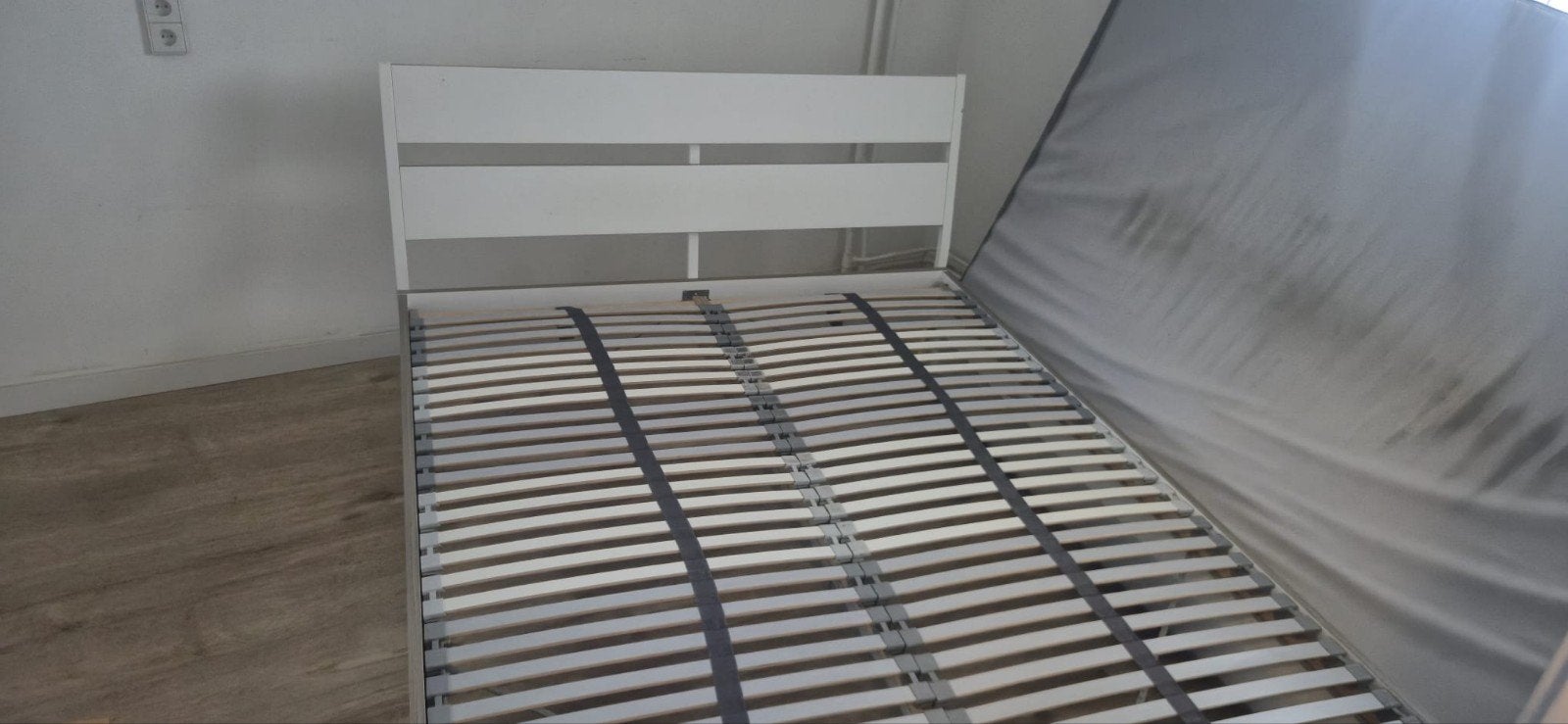 tweepersoons bedframe mer lattenbodem, Huis en Inrichting, Slaapkamer | Bedden, Ophalen, Gebruikt, Wit, Tweepersoons