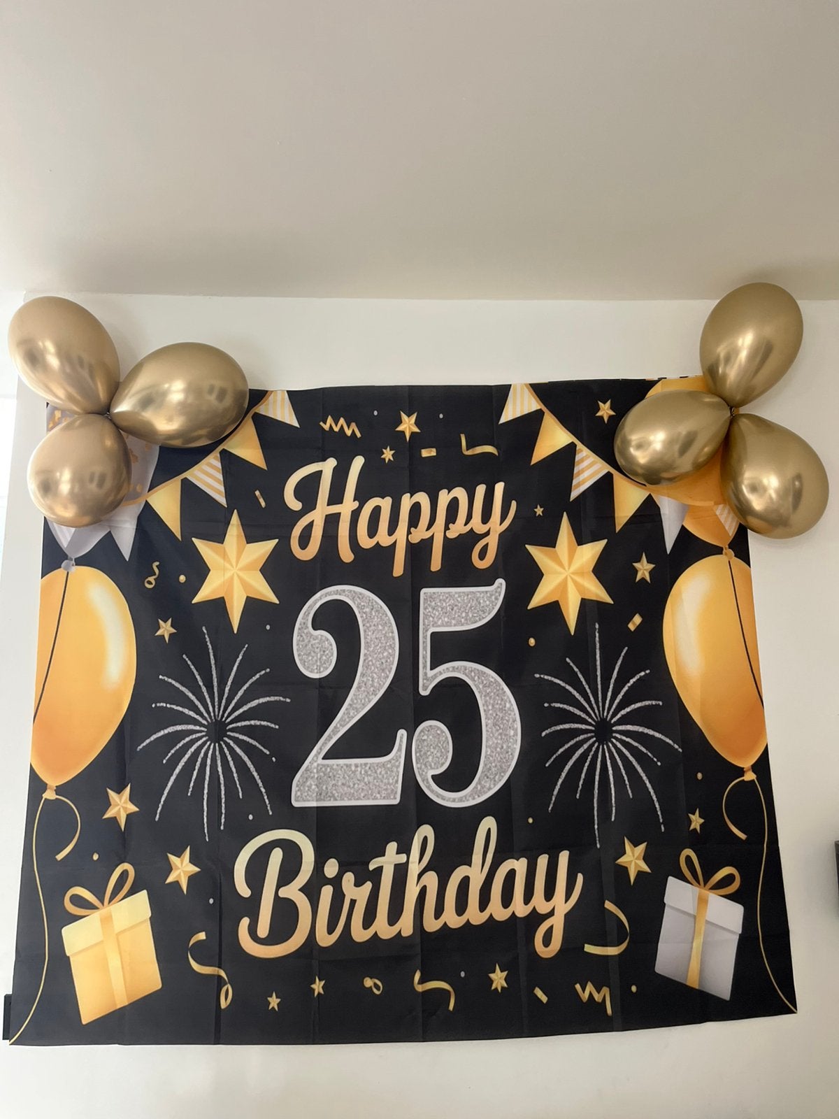 Mooie verjaardagsset, spanddoek en slingers voor 25 jaar!, Ophalen of Verzenden, Zo goed als nieuw, Versiering, Verjaardag