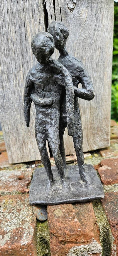 bronzen tuinbeeld  verloren wasgieting gesigneerd, Antiek en Kunst, Ophalen of Verzenden