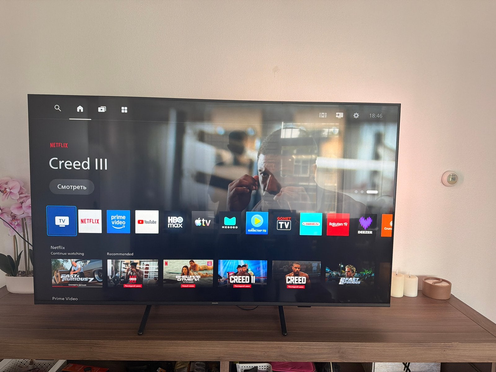 65 inch Philips Smart TV Ambilight 4K UHD(Zo goed als nieuw), Ophalen, Philips, LED, 50 Hz