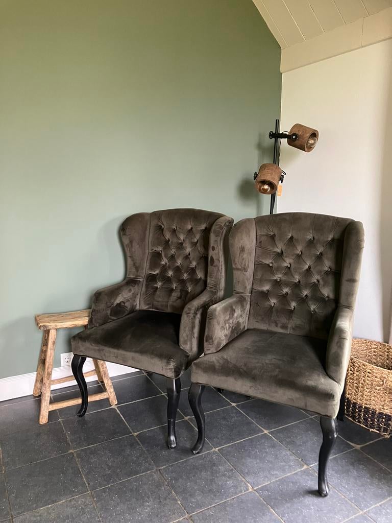 Eetkamerstoelen (6 stuks) velvet (mos)groen, Ophalen, Zo goed als nieuw, Minder dan 75 cm, 50 tot 75 cm