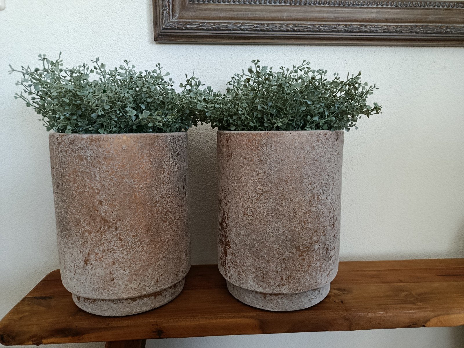 Set van 2 decoratieve bloempotten, aardewerk, Ophalen, Rond, Binnen, Zo goed als nieuw