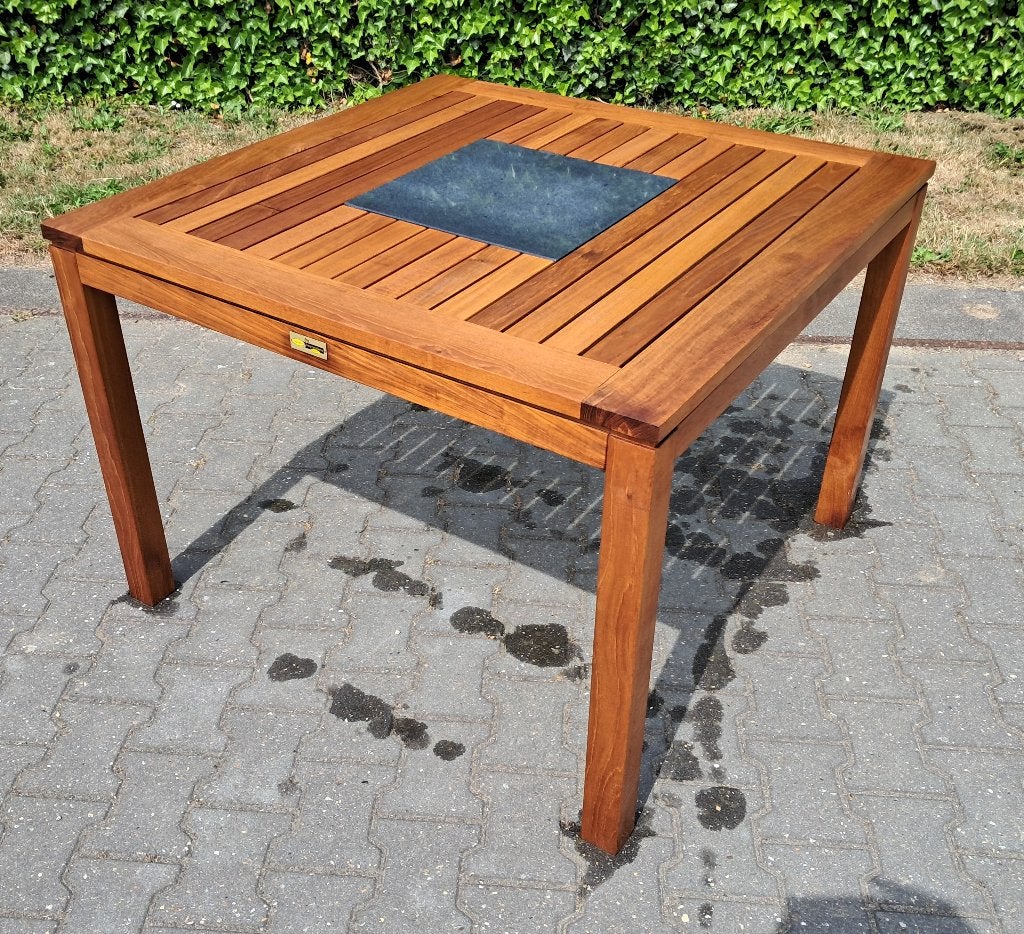 Teak tuintafel 102x101x73,5(h)cm merk Garden Impressions, Tuin en Terras, Tuintafels, Ophalen, Gebruikt, Rechthoekig, Teakhout