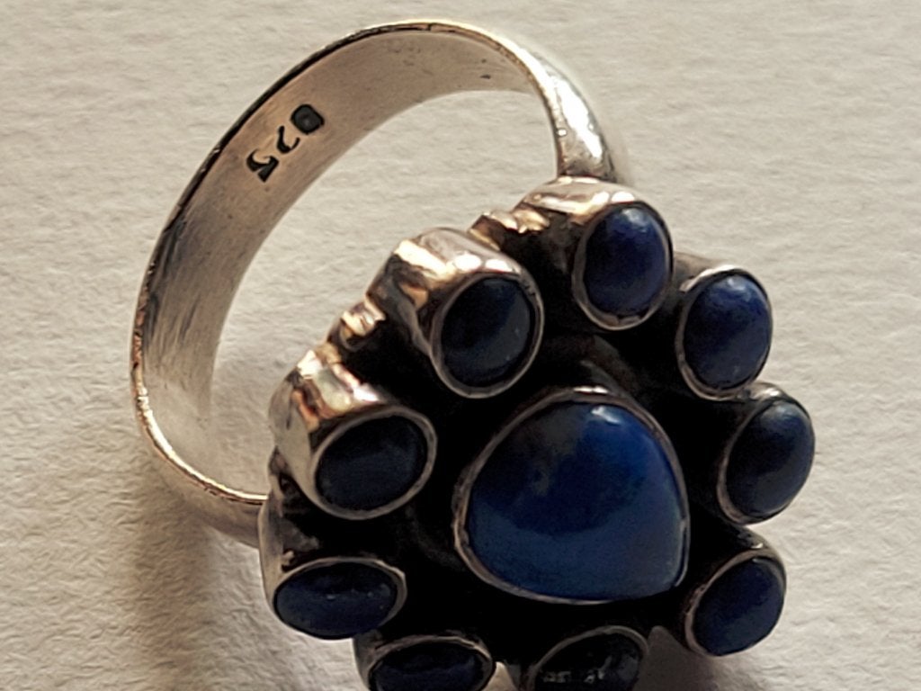 RING 925 met Lapis Lazuli / Azuursteen / Lazuriet Zilver 18, 18 tot 19, Verzenden, Nieuw, Met edelsteen