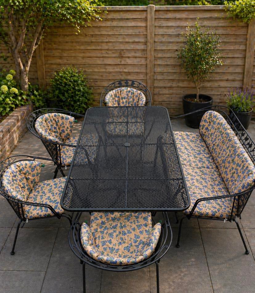 Metalen tuinset 6 persoons, Tuin en Terras, Tuinsets en Loungesets, Gebruikt, Bank, 6 zitplaatsen, Aluminium